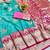 Blue zari woven banarasi silk blend saree with blouse piece