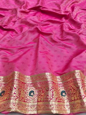 Blue zari woven silk blend saree with blouse piece 4