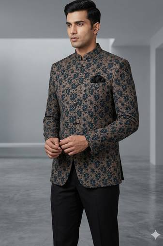 Peacock blue imported party wear jodhpuri for men | premium designer bandhgala ethnic wear