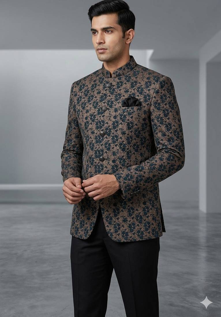 Peacock blue imported party wear jodhpuri for men | premium designer bandhgala ethnic wear