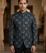 Grey color embroidery hand paint jodhpuri for men | premium designer bandhgala ethnic wear