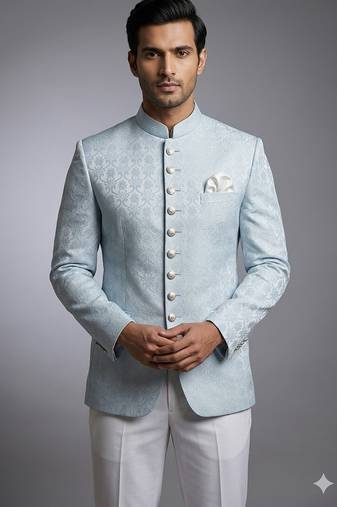 Sky blue jodhpuri for men | premium designer bandhgala ethnic wear