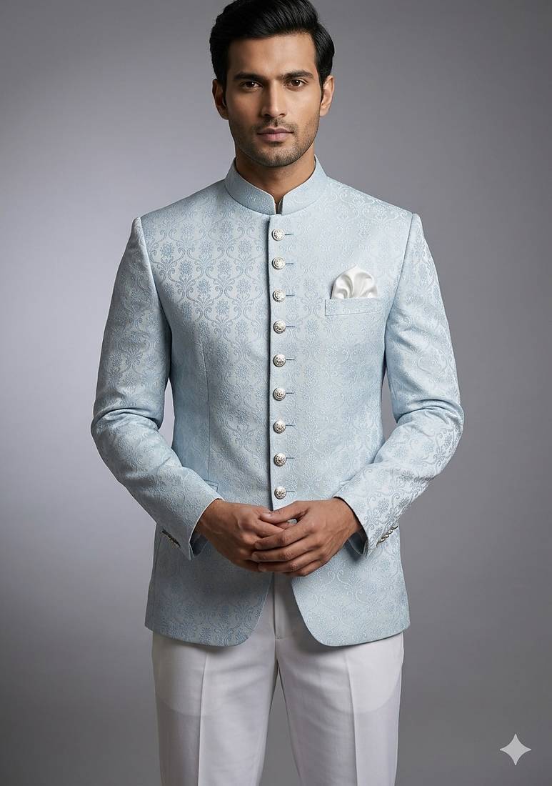 Sky blue jodhpuri for men | premium designer bandhgala ethnic wear