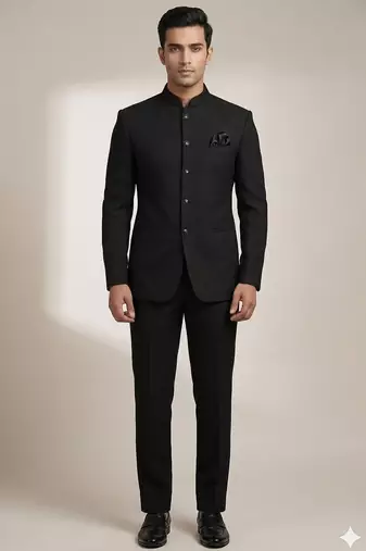 Black color knitted jodhpuri for men | premium designer bandhgala ethnic wear