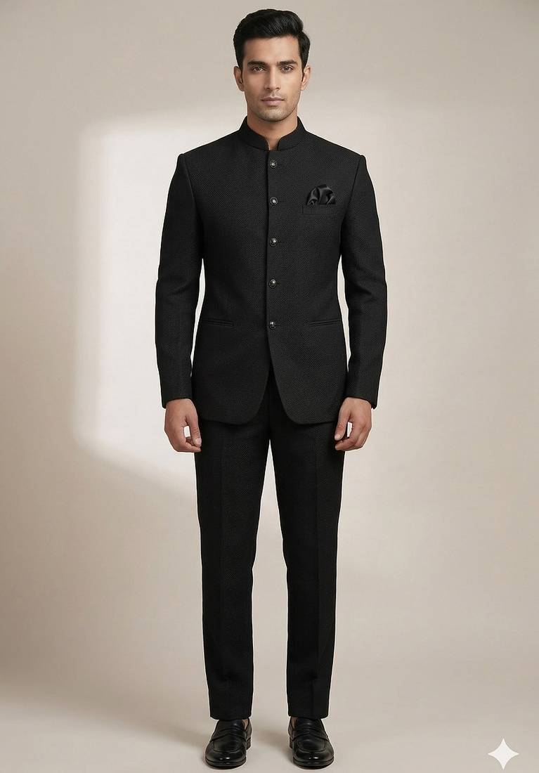 Black color knitted jodhpuri for men | premium designer bandhgala ethnic wear