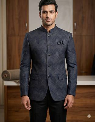 Navy blue color partywear jodhpuri for men | premium designer bandhgala ethnic wear 1