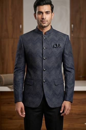 Navy blue color partywear jodhpuri for men | premium designer bandhgala ethnic wear