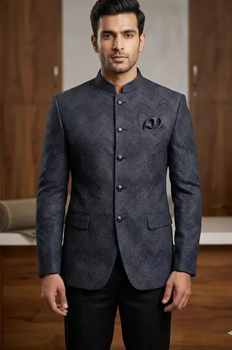 Navy blue color partywear jodhpuri for men | premium designer bandhgala ethnic wear