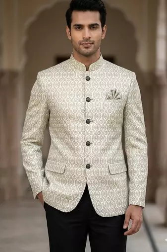 Light pista weaving jodhpuri for men | premium designer bandhgala ethnic wear