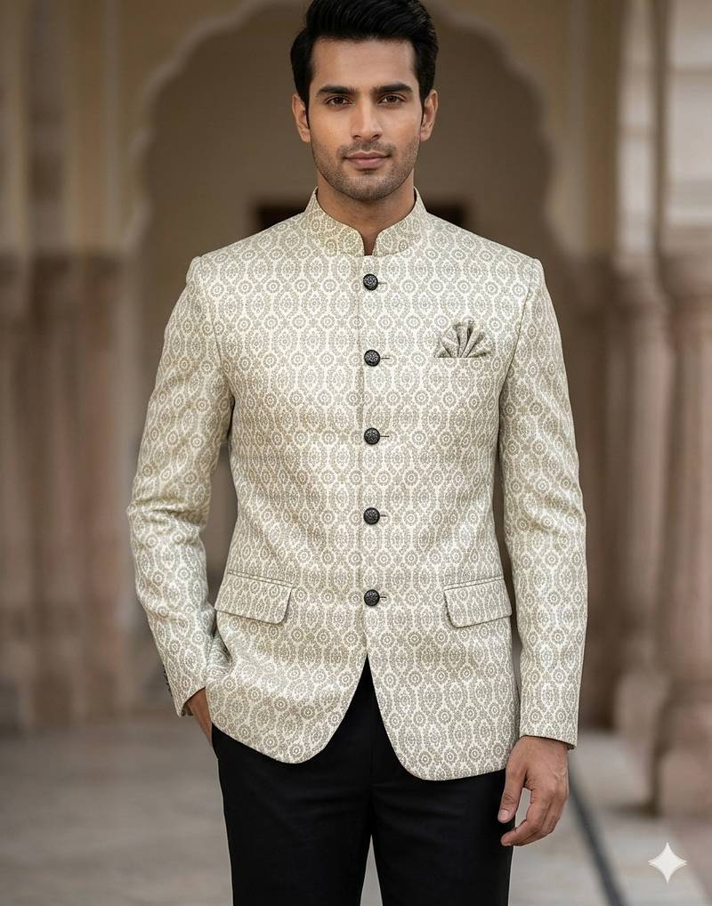 Light pista weaving jodhpuri for men | premium designer bandhgala ethnic wear