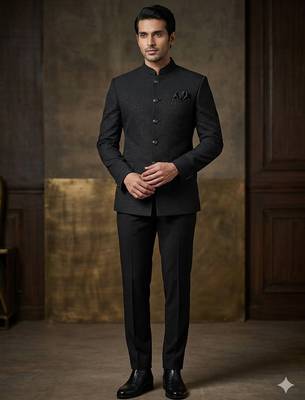 Black color party wear jodhpuri for men | premium designer bandhgala ethnic wear 1