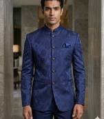 Blue weaving color jodhpuri for men | premium designer bandhgala ethnic wear