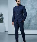 Blue color knitted jodhpuri for men | premium designer bandhgala ethnic wear