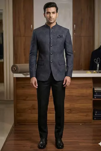 Navy blue color partywear jodhpuri for men | premium designer bandhgala ethnic wear