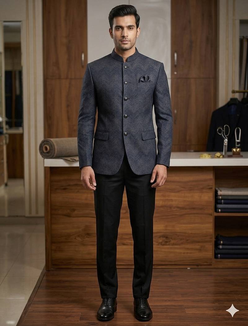 Navy blue color partywear jodhpuri for men | premium designer bandhgala ethnic wear