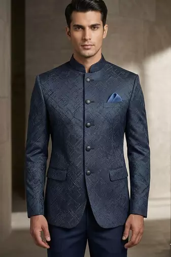 Navy blue color jodhpuri for men | premium designer bandhgala ethnic wear