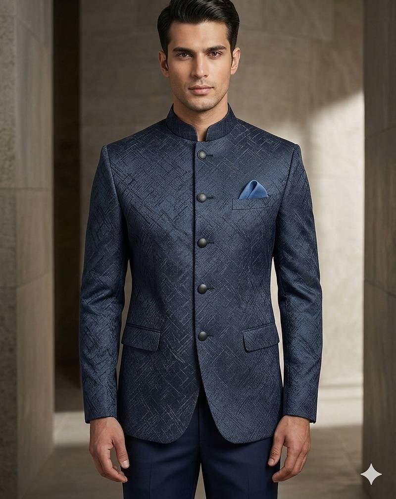 Navy blue color jodhpuri for men | premium designer bandhgala ethnic wear
