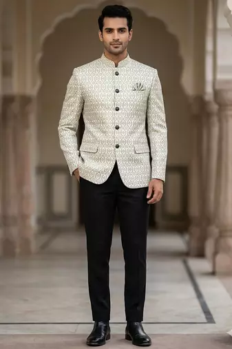 Light pista weaving jodhpuri for men | premium designer bandhgala ethnic wear