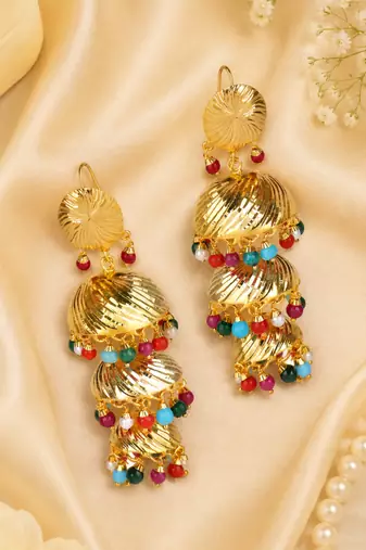 Triple Layer Punjabi Style Jhumkas