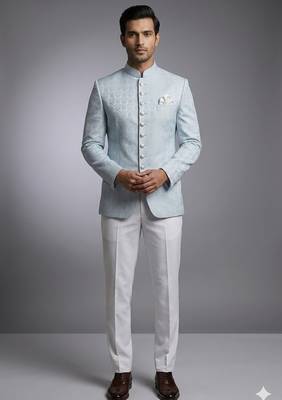Sky blue jodhpuri for men | premium designer bandhgala ethnic wear 2