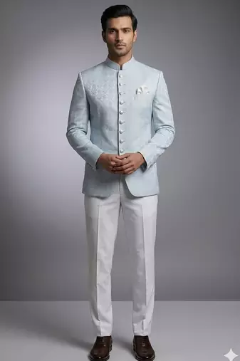 Sky blue jodhpuri for men | premium designer bandhgala ethnic wear