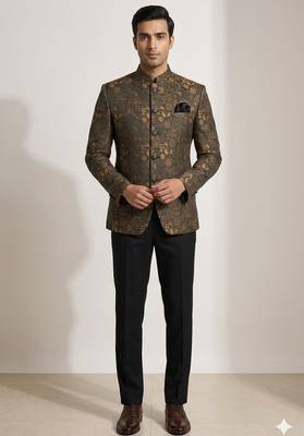 Cofee color floral jodhpuri for men | premium designer bandhgala ethnic wear 2