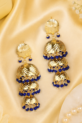 Gold tone three stage jhumkas 2