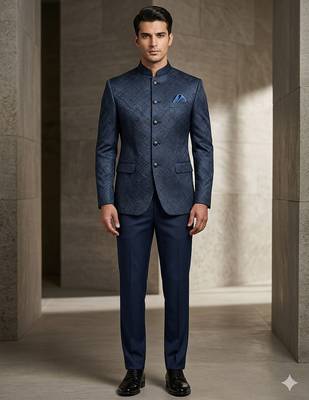 Navy blue color jodhpuri for men | premium designer bandhgala ethnic wear 2