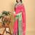 coral colour Ready to wear elegant print linen cotton saree with jacquard border & unstitched blouse