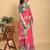 coral colour Ready to wear elegant print linen cotton saree with jacquard border & unstitched blouse