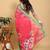 coral colour Ready to wear elegant print linen cotton saree with jacquard border & unstitched blouse