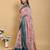 peach colour Ready to wear elegant print linen cotton saree with jacquard border & unstitched blouse