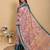 peach colour Ready to wear elegant print linen cotton saree with jacquard border & unstitched blouse