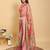 pink colour Ready to wear elegant print linen cotton saree with jacquard border & unstitched blouse