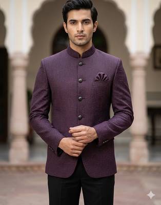 Wine color party wear jodhpuri for men | premium designer bandhgala ethnic wear 1