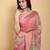 pink colour Ready to wear elegant print linen cotton saree with jacquard border & unstitched blouse