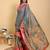 Ready to wear elegant print linen cotton saree with jacquard border & unstitched blouse