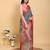 Ready to wear elegant print linen cotton saree with jacquard border & unstitched blouse