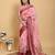 Ready to wear elegant print linen cotton saree with jacquard border & unstitched blouse