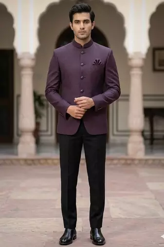 Wine color party wear jodhpuri for men | premium designer bandhgala ethnic wear