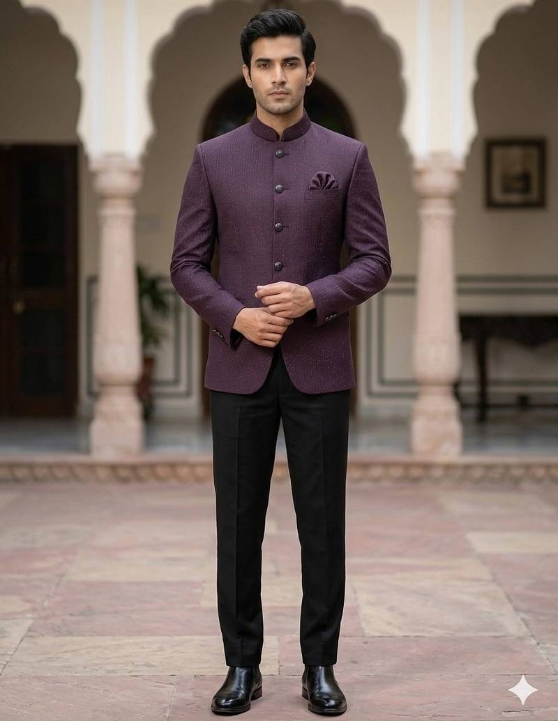 Wine color party wear jodhpuri for men | premium designer bandhgala ethnic wear