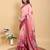 pink colour Ready to wear elegant print linen cotton saree with jacquard border & unstitched blouse