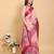 pink colour Ready to wear elegant print linen cotton saree with jacquard border & unstitched blouse
