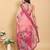pink colour Ready to wear elegant print linen cotton saree with jacquard border & unstitched blouse