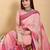 pink colour Ready to wear elegant print linen cotton saree with jacquard border & unstitched blouse