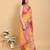 orange colour Ready to wear elegant print linen cotton saree with jacquard border & unstitched blouse