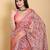 pink colour Ready to wear elegant print linen cotton saree with jacquard border & unstitched blouse