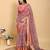 pink colour Ready to wear elegant print linen cotton saree with jacquard border & unstitched blouse