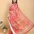 coral colour Ready to wear elegant print linen cotton saree with jacquard border & unstitched blouse
