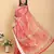 coral colour Ready to wear elegant print linen cotton saree with jacquard border & unstitched blouse